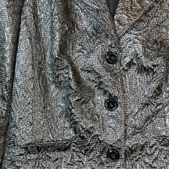 Chico's Sz 2 Jacket Metallic Silver Sophisticate Formal Evening Coletta jacket L - Picture 4 of 8